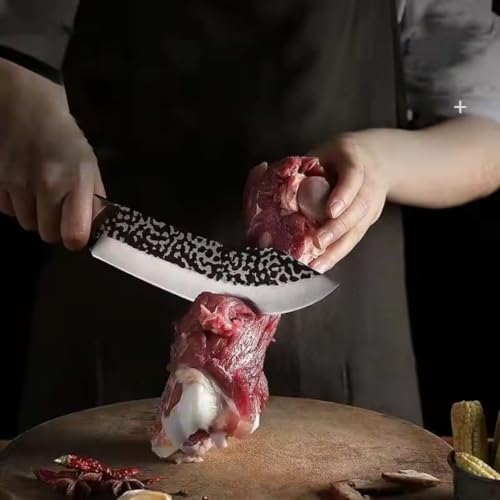 Image of Machado Serbian Chef Knife - High Carbon Clad Steel Unagisaki Butcher Cleaver, Full Tang Kitchen Chef Knives - Ideal Fathers & Mothers Day Gifts