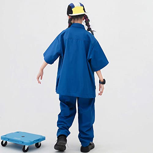 Kids Girls Boys Solid Color Cargo Pants Elastic High Waist Joggers with Pockets Casual Baggy Pants3