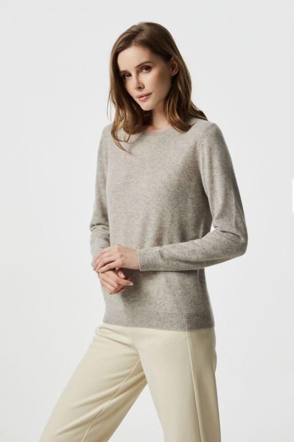 Image of EURKEA Women's Crewneck 100% Cashmere Sweater, Cozy Pullover Winter Top for Women, Gift Ready
