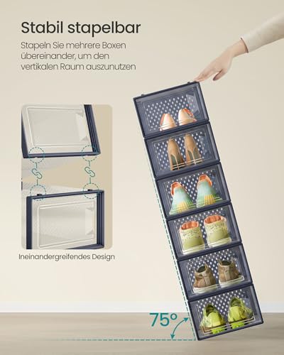 SONGMICS Schuhboxen, 12er Set, Schuh-Organizer, faltbar und stapelbar – Ansicht 3