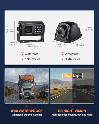 Image of 4CH Mobile DVR Monitor Camera System with GPS Tracking Video Recorder 7 inch Quad Split Touch Screen Monitor and 4 1080P Rear Side View Backup Camera Waterproof Night Vision for RV Truck Trailer Tractor