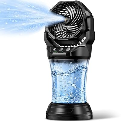 Misting Fan for Outside, 30,000mAh Rechargeable Mister Fan with Remote & RGB Lights, 2L Tank & 2 Extra Nozzles, 4 Speeds Mist Modes for Extreme Cooling Effect, Ideal for Camping, Patio, Backyard