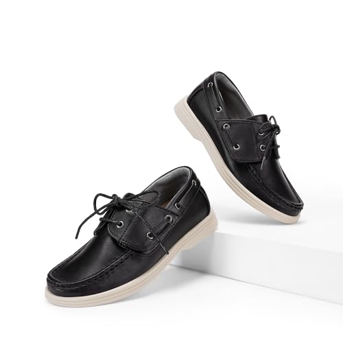 Image of DREAM PAIRS Boy's Loafers Boat Dress Shoes | Classic Moccasin Toe Comfortable Kids Toddler Formal School Slip on Casual Wear