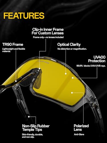 Image of KAPVOE 3 Lens & Polarized Cycling Sunglasses Men Women MTB Running K76 | 3-lens and polarized sports eyewear for men and women, designed for cycling, MTB, running and fishing