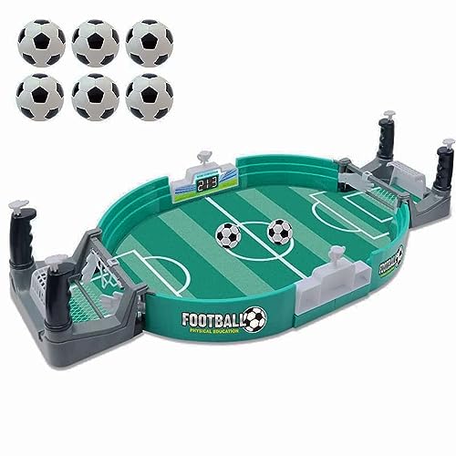 WAVATA Interaktives TischfußBallspiel, Mini Tischkicker Mit 6 FußBäLle, Desktop Spielzeug Tisch FußBall Kit, Innen 2-Spieler FußBall Tischspiel FüR 3+ Kinder Und Erwachsene, Fussball Geschenke Jungen