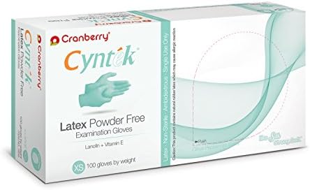 Cranberry USA CR7835 Cyntek Latex Powder Free Exam Gloves, X-Small, Green (Pack of 100)