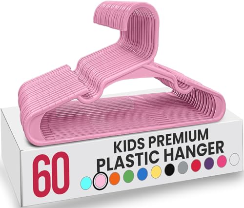 Image of Utopia Home 60 Pack Kids Hangers - 11.5 Inch Plastic Baby Hangers for Closet - Childrens Hanger for Clothes & Infant Hanger for Closet - for Everyday Standard Use (Baby Pink)