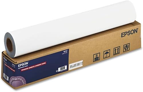 Epson Papel sintético adhesivo mejorado, núcleo de 2 pulgadas, 24 pulgadas x 100 pies, blanco mate