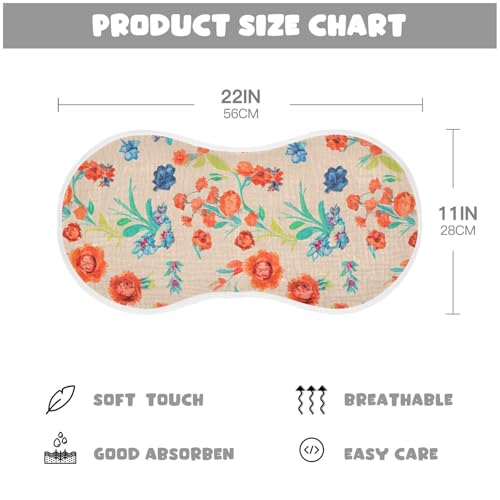 Flowers Beige Orange Blue Burp Cloths for Babies Burp Rag Cotton Spit Up Rag for Newborn Baby Infant4