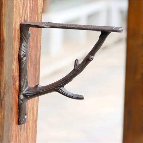 Soporte de pared para estante que evita caídas y aporta un diseño rústico de hierro fundido 5