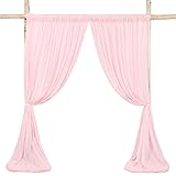 Sheer Curtain Drapes 10ft x 8ft Pink Chiffon Fabric Backdrop Drapes Curtain for Wedding Arch Party Window Decoration