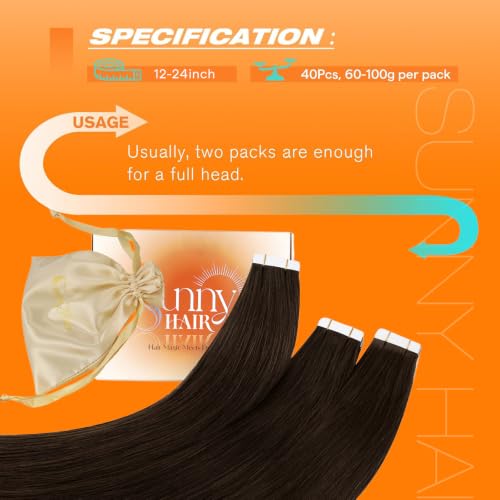 Image of Sunny Hair Tape in Extensions Brunette Darker Brown 100g 40PCS