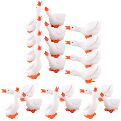 LUOZZY 24 pcs Mini Goose Figurine Resin Tiny Goose Statue