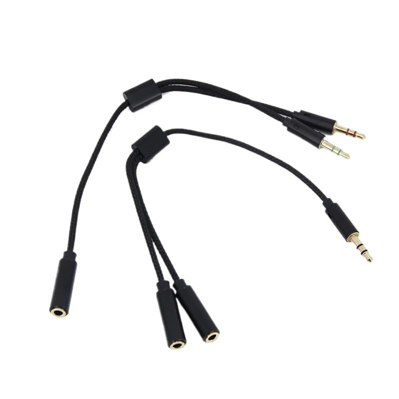 Splitter per cuffie per computer da 3,5 mm maschio femmina a 2 doppi 3,5 mm maschio femmina microfono AUX audio cavo splitter cuffie (n. 1)