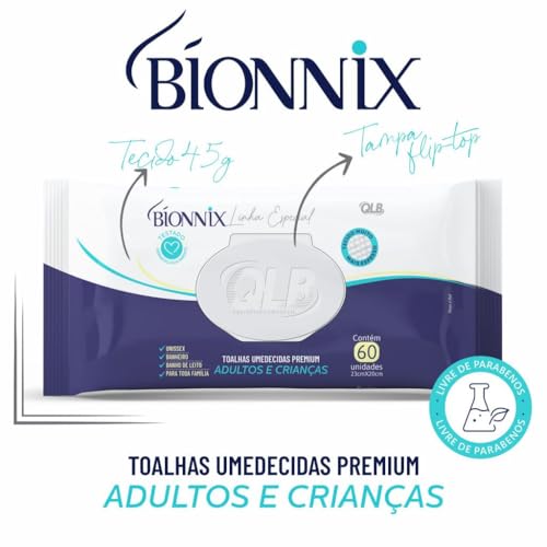 Kit com 8 pacotes de toalhas umedecidas adulto Bionnix