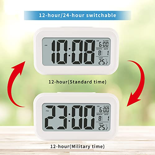 Digital Alarm Clock with Indoor Temperature, Large LED Display, 12/24H, Snooze Mode, Battery Operated Bedside Clock for Bedroom, Heavy Sleepers & Kids - Image 4