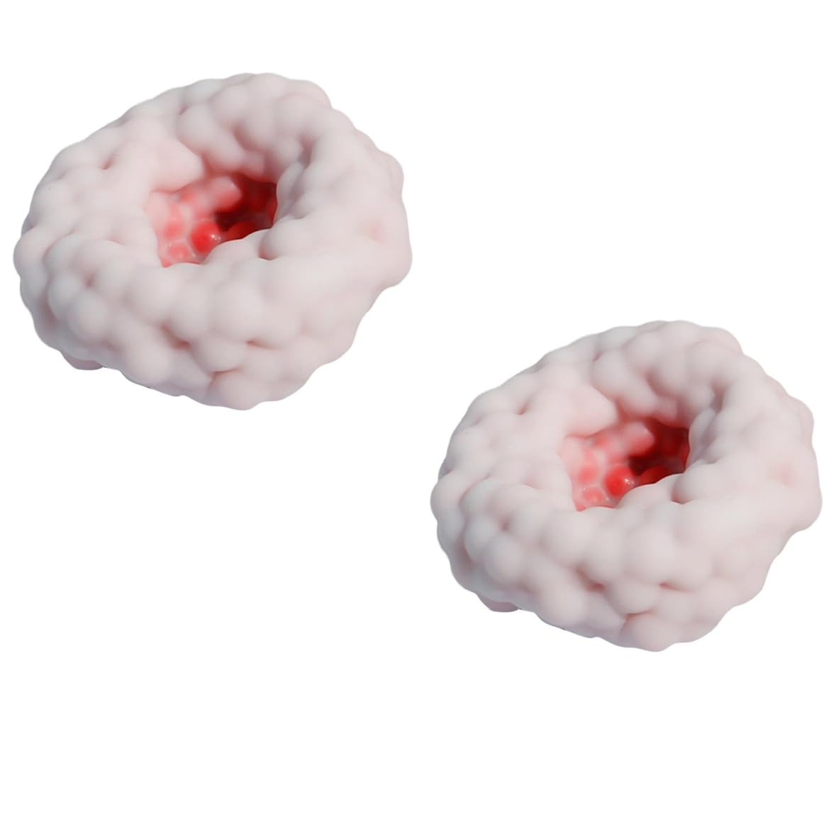 Squish Balls, 2 Pcs Squeeze Toys, White & Blue Colorful Beads Vacuum Slow Rise Squish Toy, Janpanese Dessert Fidget Stress Toys for Party Favors (Red)