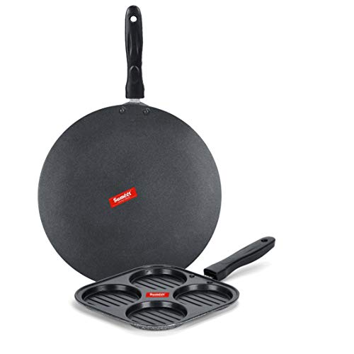 Image of Sumeet NonStick Srebrna Cookware Set (Conceve /Roti Tawa - 28Cm Dia + Mini Multi Snack Maker - 4 Cavity -19.5cm)
