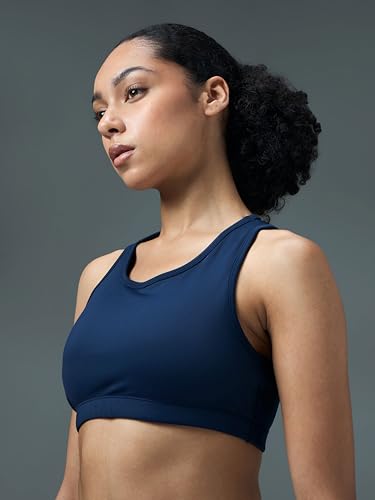 Image of TECHNOSPORT Women's Solid Slim Fit Scoop Neck Sports Bra ELASTOPLUS 4-Way Stretch Sleeveless Polyester Quick Dry UPF50+ for Gym Yoga Running