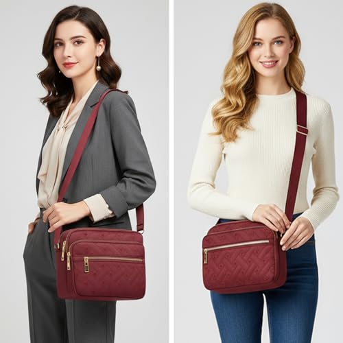 Image of Medium Nylon Crossbody Bags for Women Trendy Crossbody Purses Travel Large Cross Body Bag Quilted Purse