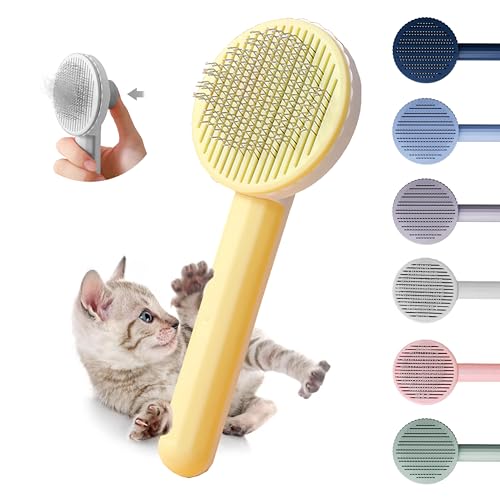 Cepillo para Gatos y Perros Quitapelos, Deslanador, Removedor y Quitapelusas de Pelo Corto y Largo Quita Pelos Mascot para Cepillar y Quitar Pelusas (Amarillo)