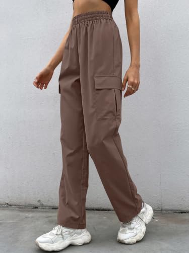 Image of Leriya Fashion Women's Elastic Waist Cargo Pants| Casual Loose Fit Jogger Trousers with Pockets| Lightweight Streetwear Pants for Women