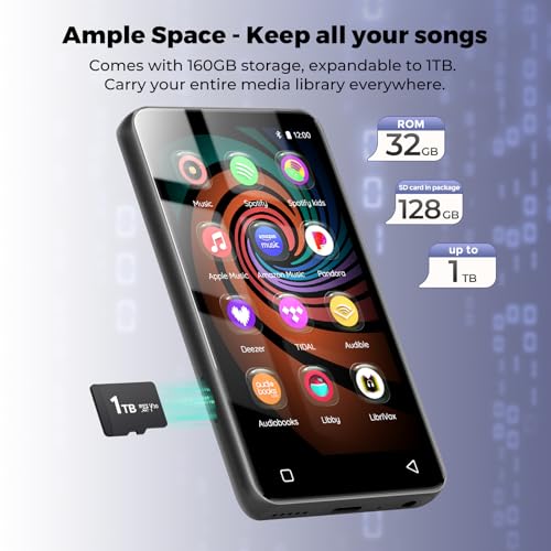 Image of Innioasis 160GB MP3 Player for Kids with Bluetooth, WiFi & 4 inch Touch Screen, Android MP4 Player Preloaded with Spotify, Pandora, Amazon Music, Audible, Libby, Audiobooks (Grey)
