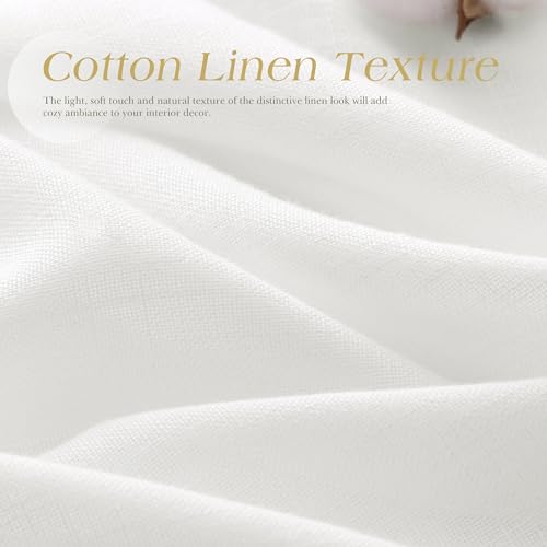 Image of Off White Linen Curtains 84 inch Length for Living Room 2 Panels Set Soft Thick Textured Grommet Semi Sheer Light Filtering Window Curtain Burlap Look Rustic Farmhouse Home Privacy Drapes 52x84