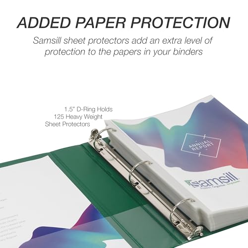 Image of Samsill Durable 1.5 inch 3 Ring Binder, D Ring Binder, 100% Recycled Chipboard, Green, 12 Pack