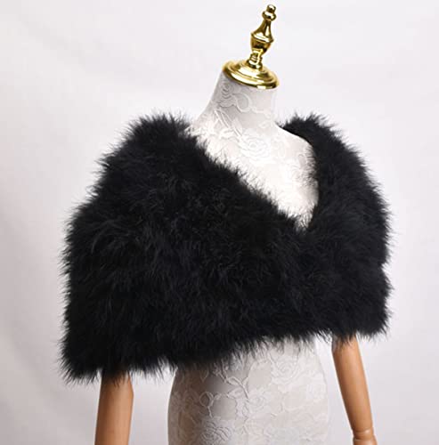 Women Shawls Real Ostrich Feather Cape Fluffy Warm Bridal Shawl Wrap Wedding Party3