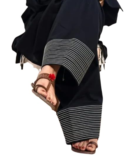 Women's Cotton Black Farshi Salwar with White Thread Embroidery | Flared Ethnic Bottoms| Comfortable.-picture-27