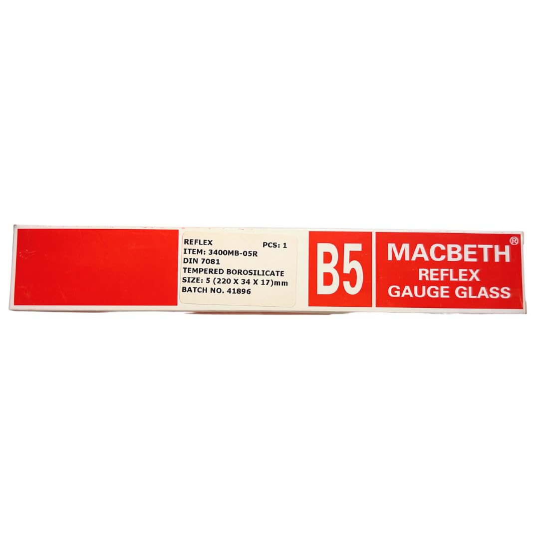 Type B Macbeth Reflex Glass | Industrial Boiler Flat Gauge Glass (#5 Macbeth Reflex Glass 220mm x 34mm x 17mm)