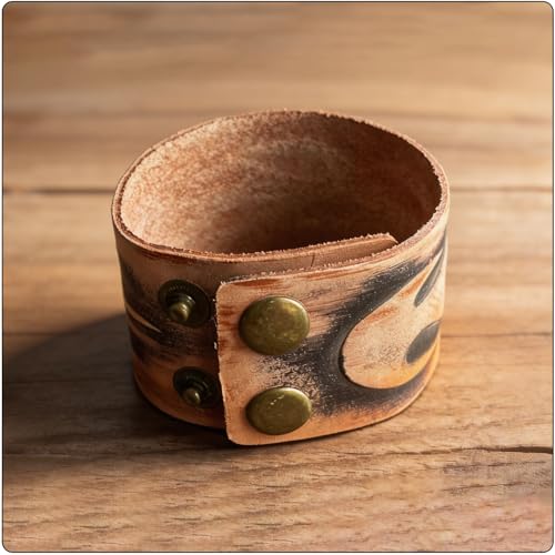 Image of Punk Rock Print Pattern Wristband Wide Leather Cuff Bracelet