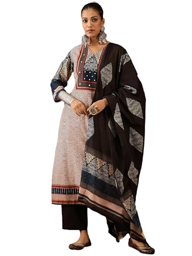 Image of INDO ERA Women Pure Cotton Kurta Set with Dupatta | Festive Suit Set, 10408