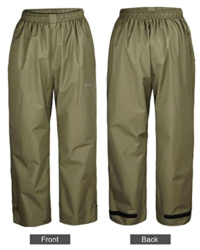 Icreek Men's Rain Pants Waterproof Rain Pants Lightweight Windproof Breathable Over Pants Work Rain Outdoor For Hiking, Golf, Fishing Green #TOP1