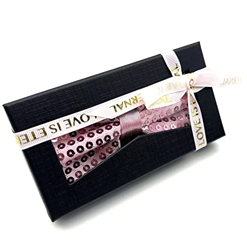 Sequin Banded Bow Ties Men's Adjustable Length Bowtie, Double-Layer Bowtie, Many Colors To Choose From (Pink) #TOP1