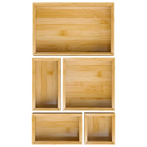Bamboo Bathroom Drawer Organizer Dividers, Wooden Kitchen Utensil Holder Set