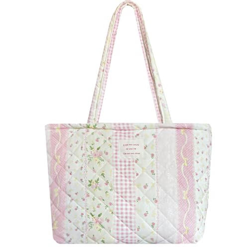 Image of Sunwel Fashion Top Zipper Floral Quilted Bag Small Tote Bag for Women