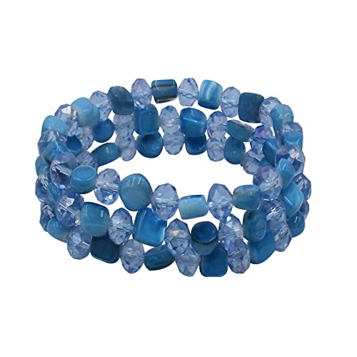 Jules D.multi Rows Stackable Stretch Bracelet Colorful Shell Glass Boho Bracelets Trendy Costume Jewelry Gifts For Women (Light Blue) #TOP9
