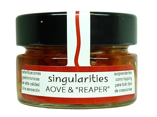Singularities sabores - Esferificaciones de Aceite de Oliva Virgen Extra & Picante Carolina Reaper - Perlas Picantes de Aceite Gourmet para Aliño o Decoración - 55 g