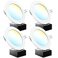 Sunco 4 Pack 6 Inch Ultra Thin LED Recessed Ceiling Lights Slim Selectable CCT 2700K/3000K/3500K/4000K/5000K, Dimmable, 14W, Wafer Thin, Canless with Junction Box