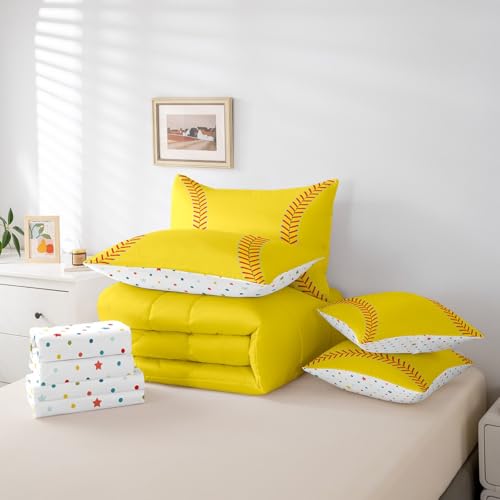 Image of Feelyou Softball Bedding Set Full Size Kids Boys Girls 7 Piece
