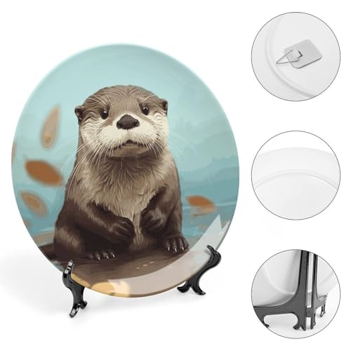 Plato Decorativo Cute Otter de Porcelana de 6 pulgadas miniatura 4