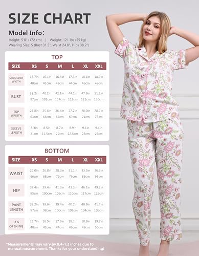 Image of NAP BOUND 100% Cotton Women's Pajama Sets Short Sleeve Button Down Soft Pjs 2 Piece Lounge Set with Pocket Nightwear XS-XXL