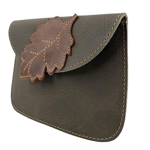 Hide & Drink, Leaves Card Wallet Pouch Handmade from Full Grain Leather, Soft Coin & Cash Organizer, Cable Holder & Accessories Case :: Dark Jade3