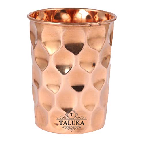 Image of Taluka With T Logo Copper Diamond Design Set of Jug 1500 ML with 4 Glass, Copper Drinkware Gift Set, Use Hotel Home Restaurant