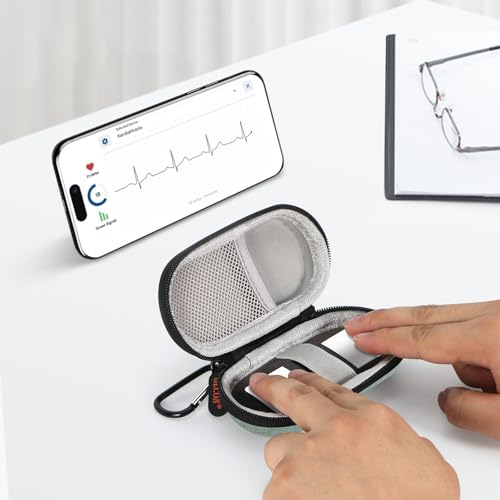 Image of Small Carrying Case for Kardiamobile EKG Monitor - Hard Portable Travel Case Storage Pouch Bag for Apple Airpods, Earpods, Wireless Earbuds, Wired Earbuds, IEM Earphone, in-Ear Monitor, USB Cable