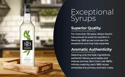 Image of 1883 Peppermint Syrup for Drinks, Made in France, 1 Liter Glass Bottle