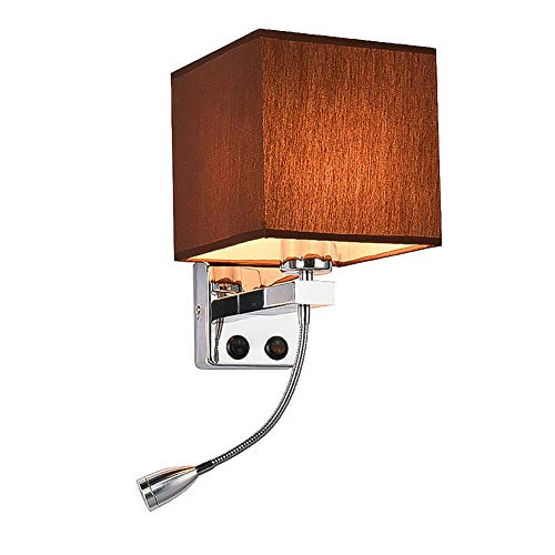 Lámparas de pared LED para dormitorio juego de 2 luces con pantalla de lino y cuello de cisne E27