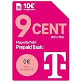 Telekom MagentaMobil Prepaid Basic | 9 CT pro Minute/SMS in allen DT-Netzwerken. | Dayflat optional (50 MB) verfügbar für mobile Navigation I ohne Vertrag, Gesamtkostenkontrolle I 10 EUR Guthaben